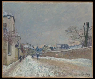 Alfred Sisley — Rue Eugène Moussoir at Moret: Winter